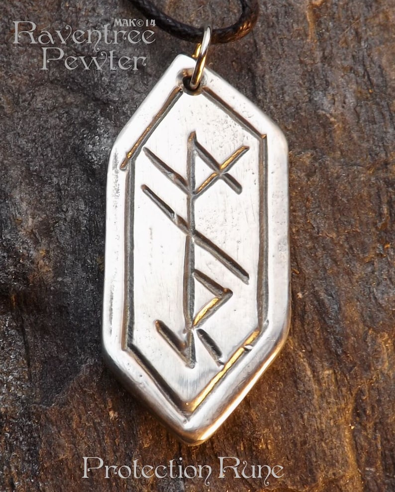 Protection Rune Pewter Pendant Nordic Norse Jewelry - Etsy