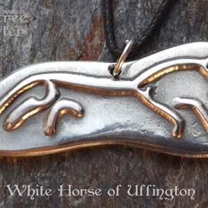 White Horse of Uffington - Pewter Pendant - Carved on a hill into the chalk in England, Ancient Sites Necklace, Jewelry