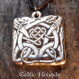 Celtic Hounds - Pewter Pendant - Celt Knotwork Renaissance Jewelry, Dogs, Norse Necklace