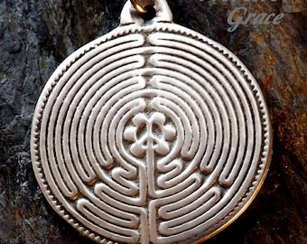 Peace Labyrinth - Pewter Pendant - Chartres Labyrinth folding into Peace. Walking Our Meditative Path of Inner Peace and Harmony.