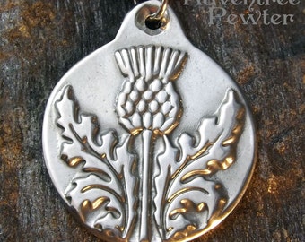 Scottish Thistle - Pewter Pendant - Scotland Necklace, Thistle National Flower Jewelry