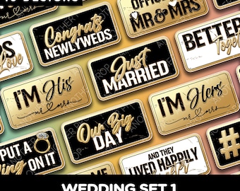 Marble Wedding Photo Booth Props: PVC Signs, Reception Decor