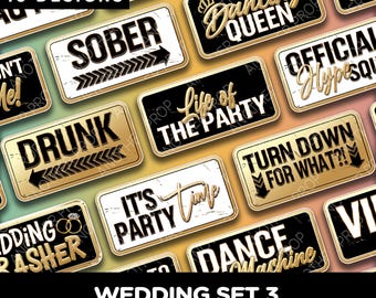 Photo Booth Props for Weddings Marble Signs Party Fun Reception Dancing Guest Photo Set