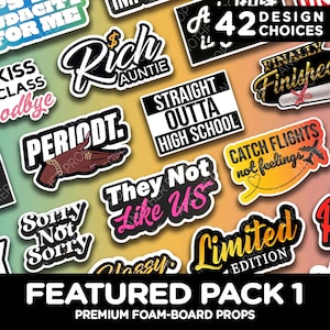 Accesorios para fotomatón: No les agradamos, Periodt, Catch Flights, Zaddy, Rich Auntie Little Baddie Unbothered Mood 24/7 Petty Queen/King Parties