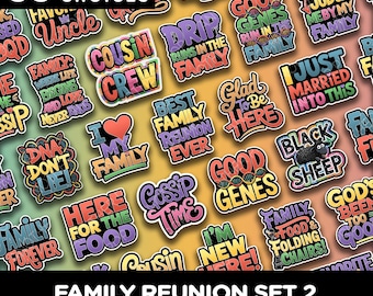 Photo Booth Props Family Reunion Party Pack Modern Bold Signs for Memorable Group Photos