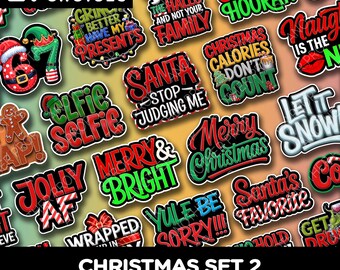 Photo Booth Props Christmas Set Funny Holiday Signs for Parties and Events