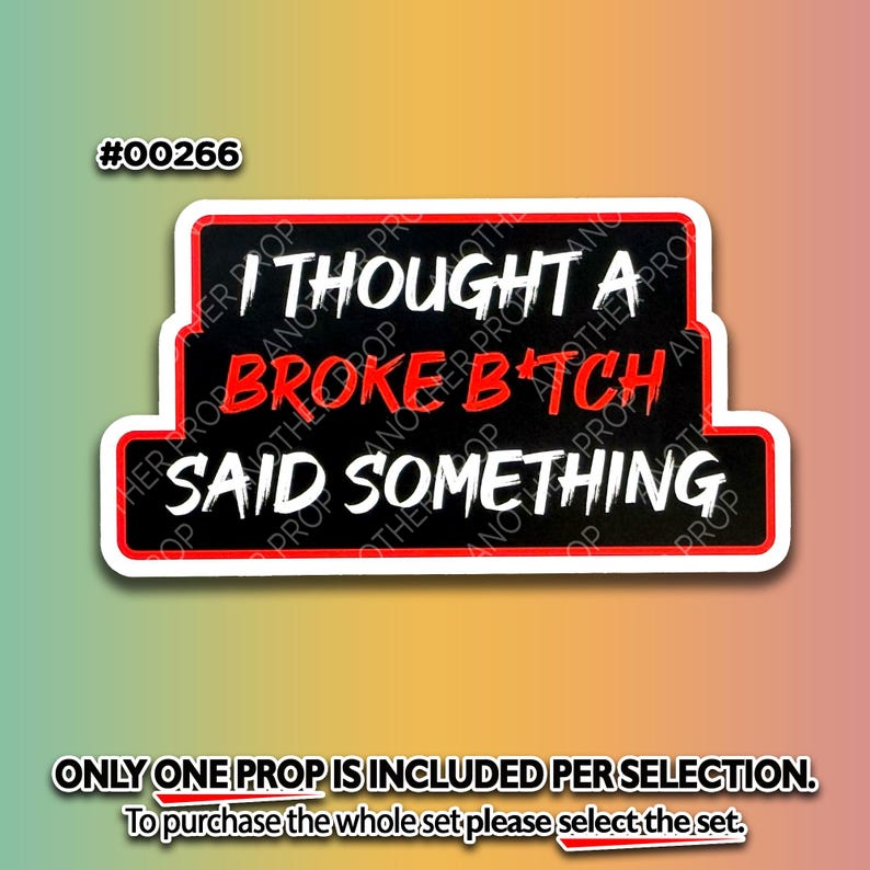 Funny Money Talks Photo Booth Props – Boss Birthday Decor 00266. Broke Bitch