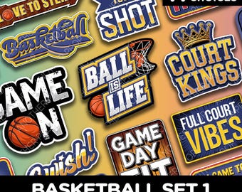 Basketball Party Photo Booth Props – Sports Team Signs (11-Piece)