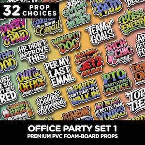 Photo Booth Props Office Party Humor Set Bold Graffiti Red White