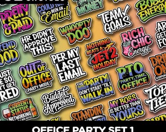 Photo Booth Props Office Party Humor Set Bold Graffiti Red White