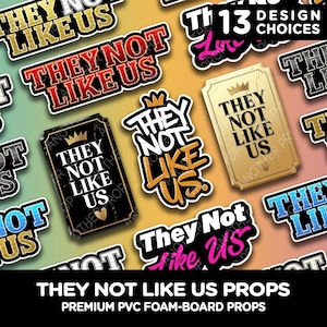 Photo Booth Props – They Not Like Us Trendy Viral Birthday Party Decorations Foam Board Signs for Group Pictures and Party Photo Props
