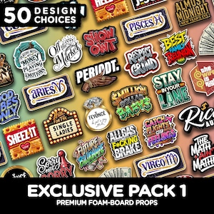 Photo Booth Props – Exclusive Foam Board Props for Birthday and Bachelorette Million Dollar Baby Feyoncé Bold Zodiac Signs Viral Party Decor