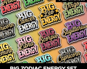 Big Zodiac Energy Photo Booth Props, Astrology Party Signs, PVC Foam Board Set