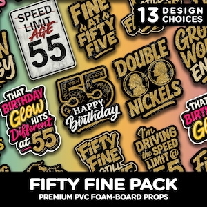 55th Birthday Photo Booth Props – Milestone Party Decorations