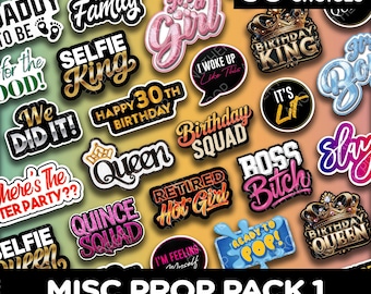 Photo Booth Props – Family Party Foam Board Signs for Birthday Baby Shower Retirement Prom Quinceañera We Are Family Group Photo Props