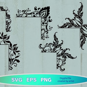 Door corners bundle, corner laser cut, door corner, flowers svg, glowforge file