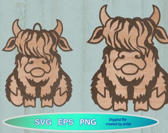 Christmas Highland Cow svg, Highland Cow eps, cricut file, country Christmas svg, Highland Cows vg, Glowforge cow, Ready lazer