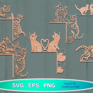 Türecken Bundle, Katzenecke Laserschnitt, Katzentürecke, Katze svg, Glowforge-Datei