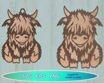 Christmas Highland Cow svg, Highland Cow eps, cricut file, country Christmas svg, Highland Cows vg, Glowforge cow, Ready lazer