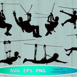 ziplane Svg, Zip lane png, Ziplining extreme svg, Thrilling svg, Cricut file svg silhouette