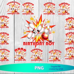 birthday bowling png, bowling birthday boy png, family  bowling png, sublimation
