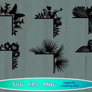 Door corners bundle, corner laser cut, door corner, flowers svg, glowforge file