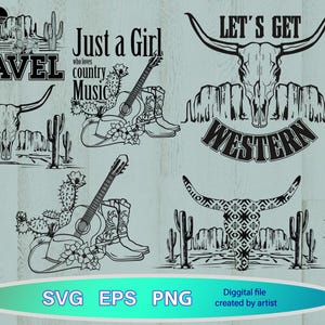 Cowboy western bundle svg, wild west bundle svg, Cowboy quotes, rodeo svg, cow scull svg, Hello darlin, Howdy svg