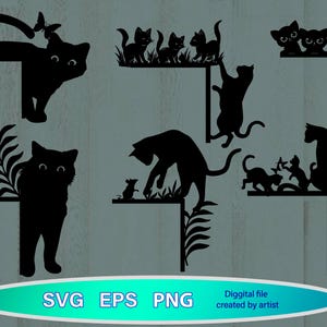 Türecken Bundle, Katzenecke Laserschnitt, Katzentürecke, Katze svg, Glowforge-Datei