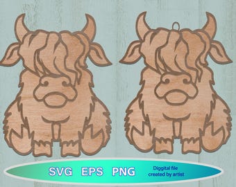 Christmas Highland Cow svg, Highland Cow eps, cricut file, country Christmas svg, Highland Cows vg, Glowforge cow, Ready lazer