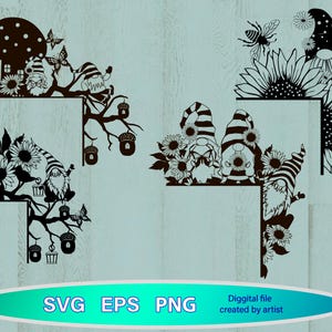 Gnomes Door Corners svg, Door Corner svg,  home decoration svg, Gnome  door corner, door corner laser cut, cricut file