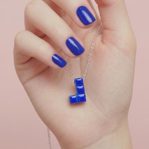 Tetris Block Sterling silver necklace with all classic arcade blocks L,J,O,S,Z,T The ultimate 80s retro gamer jewelry & perfect geeky gift!