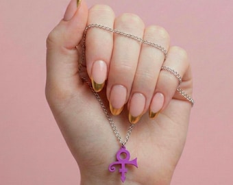 Honor the legend: 3D Purple Prince Love Symbol Necklace. Luxury jewelry & minimalist Purple Rain charm. Perfect gift for fans! . Unisex