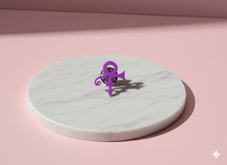 Purple Prince Symbol Pin 3D Artist Icon Brooch Tribute Edition for Fans Purple Rain Inspired Accessory .Minimalist Music Legend Jewelry. imagen 1