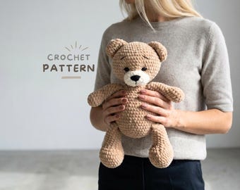 Teddy Bear Crochet Pattern, easy Amigurumi Snuggle Buddy Plush (PDF), DIY Gift Pattern