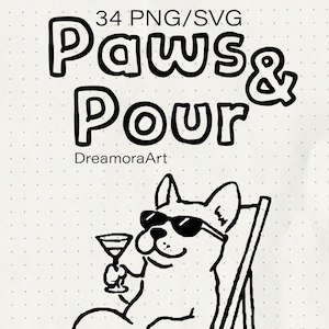 34 Partyhunde-SVG-Bundle, lustige Cocktailhunde-PNGs, handgezeichnete Hunde-Cliparts, Hunde mit Getränken, digitaler Download für Tierliebhaber
