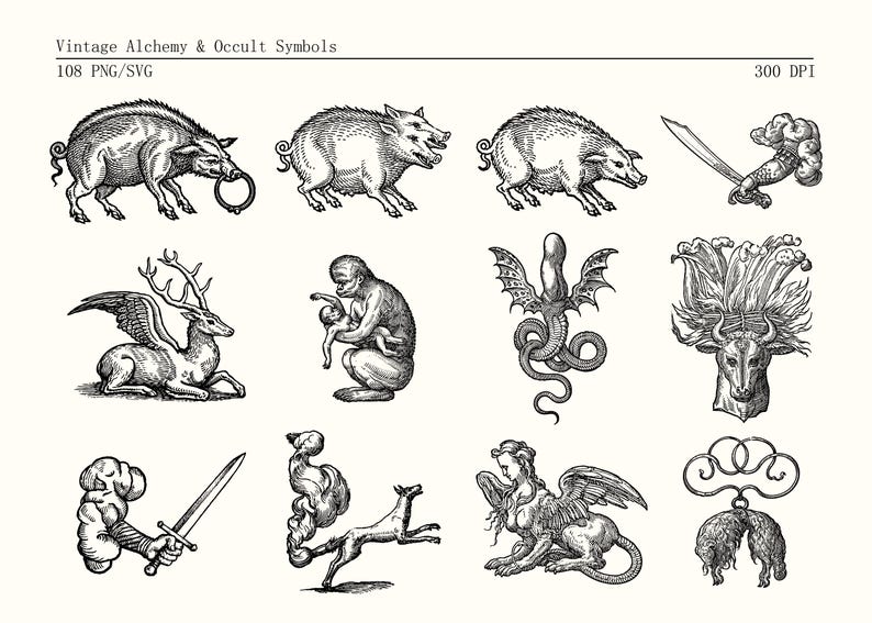 Vintage Occult Clipart SVG PNG | Witchy Gothic Illustrations | Dark ...
