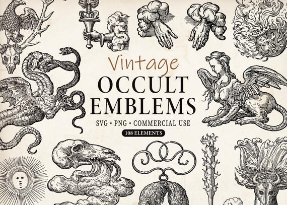 Vintage Occult Clipart Bundle | SVG PNG Witchy Gothic Illustrations | Dark Academia Graphics | Commercial Use
