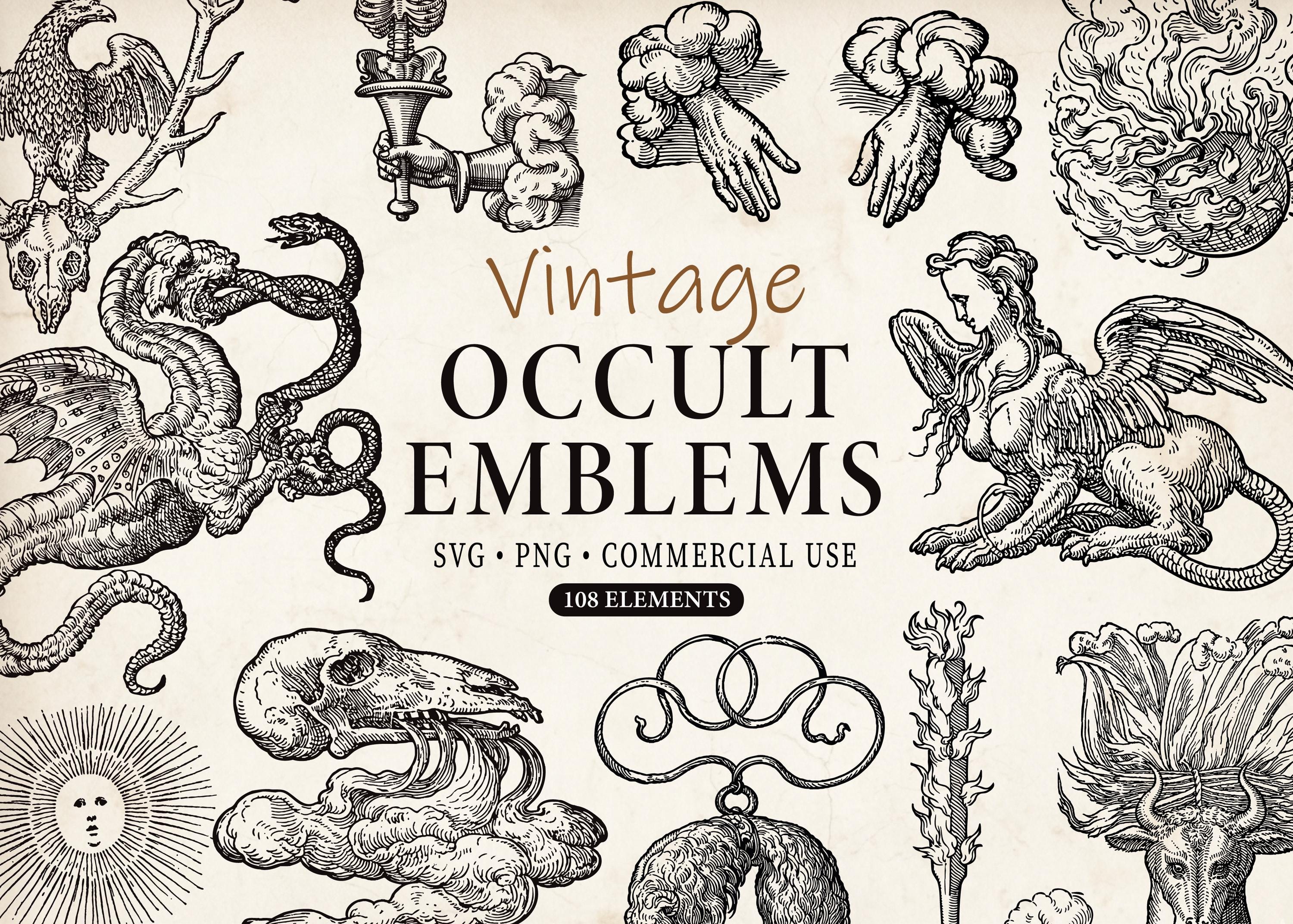 Vintage Occult Clipart Bundle | SVG PNG Witchy Gothic Illustrations ...