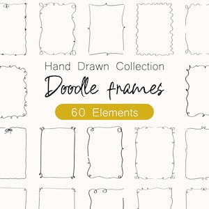 Doodle Wavy Frames SVG Bundle, Hand Drawn Squiggle Borders, Wedding Invitation Frames, Scribble Frame Clipart, PNG SVG Digital Download