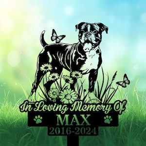 Personalized Boxer Grave Marker, Boxer Dog Standing With Butterflies Memorial Garden Stake, Boxer Remembrance Gift, Loss of Boxer Tribute.