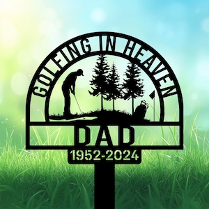 Custom Golf Memorial Stake, Personalized Golfer Name Metal Stake, Golfing In Heaven, Grave Marker, Remembrance Stake, Golfing Lover Gift