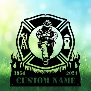 Personalized Firefighter Memorial Sign, Firefighter Badge Fire Department, Firefighter Memorial Gifts Firefighter Loss Fireman