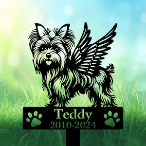 Personalized Yorkshire Terrier Grave Marker, Angel Yorkie Memorial Garden Stake, Yorkshire Terrier Memorial Gift, Loss of Yorkie