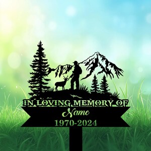 Personalized Hunter Memorial Garden Stakes,Hunter with Deer Antlers Grave Marker, Hunter Memorial Gifts, Remembrance Stake.