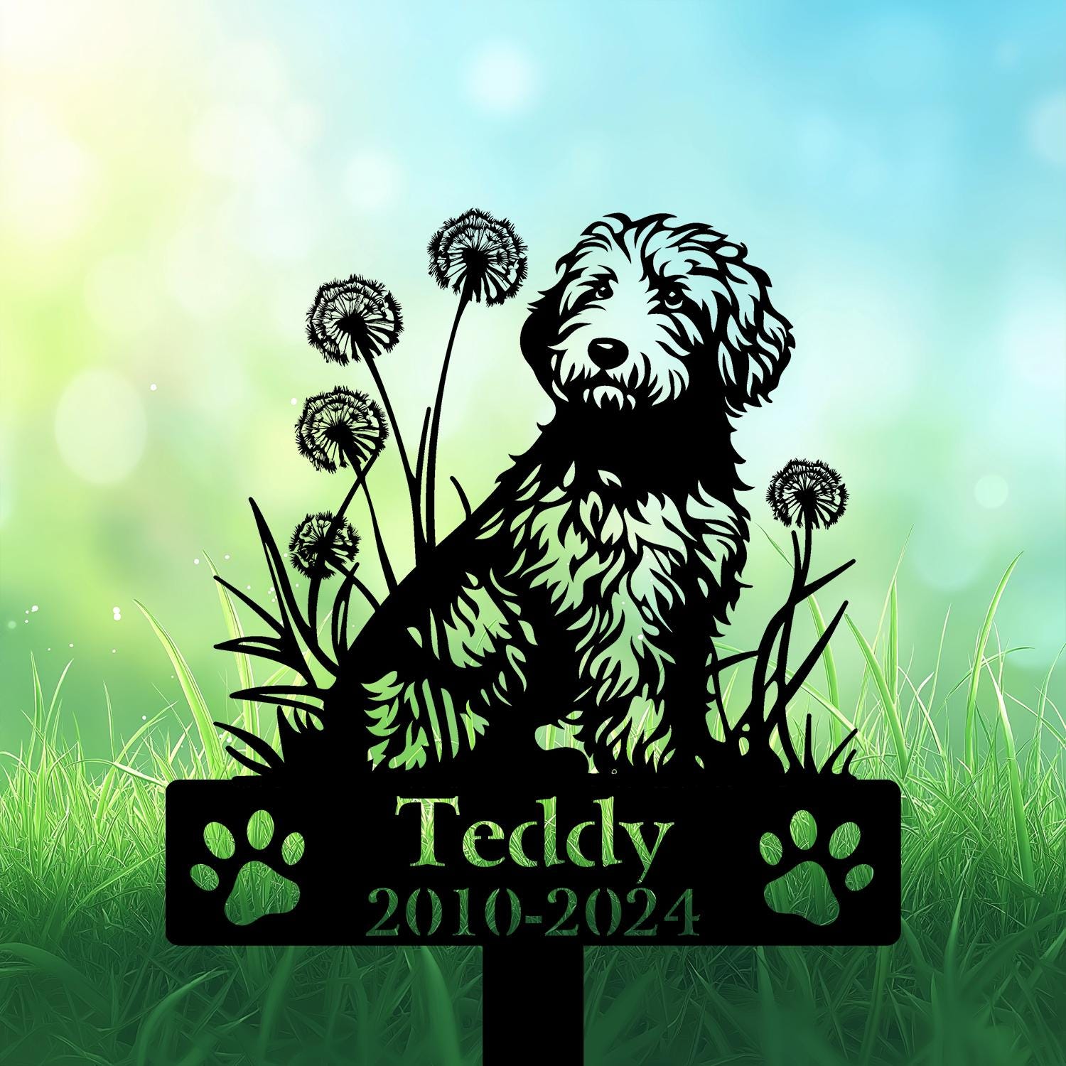 Goldendoodle Metal Yard Art