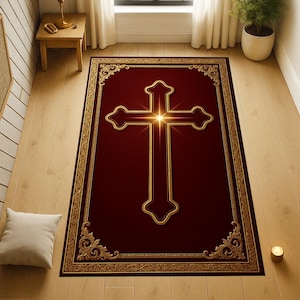 Orthodox Christian Prayer Mat, Orthodox Christian Gift, Father&#39; day Gift, Gift for Dad, Custom Orthodox Mat, Dijital Printed Rug