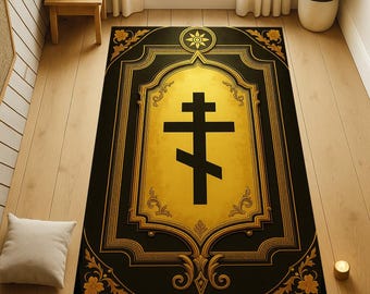 Tappeti da preghiera ortodossi, regali cristiani, tappeto Esus, tappetino da preghiera cristiano, tappetino cristiano personalizzato, Christlicher Gebetsteppich, tappetino con segno della croce d'oro
