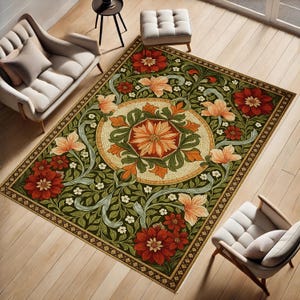 Art Rug,Wiliam Morris Art,Style Rug,Flowers Garden,Living Room Rug,Green Rug,Home Decor Rug,Anti Slip Rug,Modern Rug,Area Rug,Home Decor