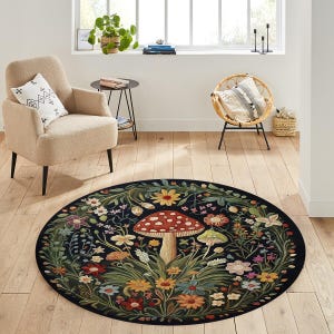 Mushroom Rug, Mushroom Flowers Rug,Mushroom Lovers Rug, Kitchen Rug, Nature Rug, Mushroom Decor Rug, Mushroom Round Rug, Mushroom Area Rug