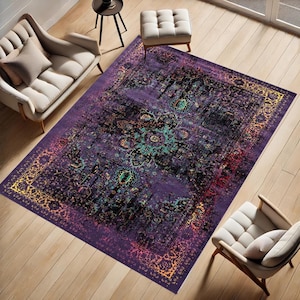 Vintage rug, Floral rug, Turkish rug, Handmade rug, Wool rug, Bohemian area rug, Rustic decor 3.9 x 6.9 ft Bedroom rug, Kitchen rug